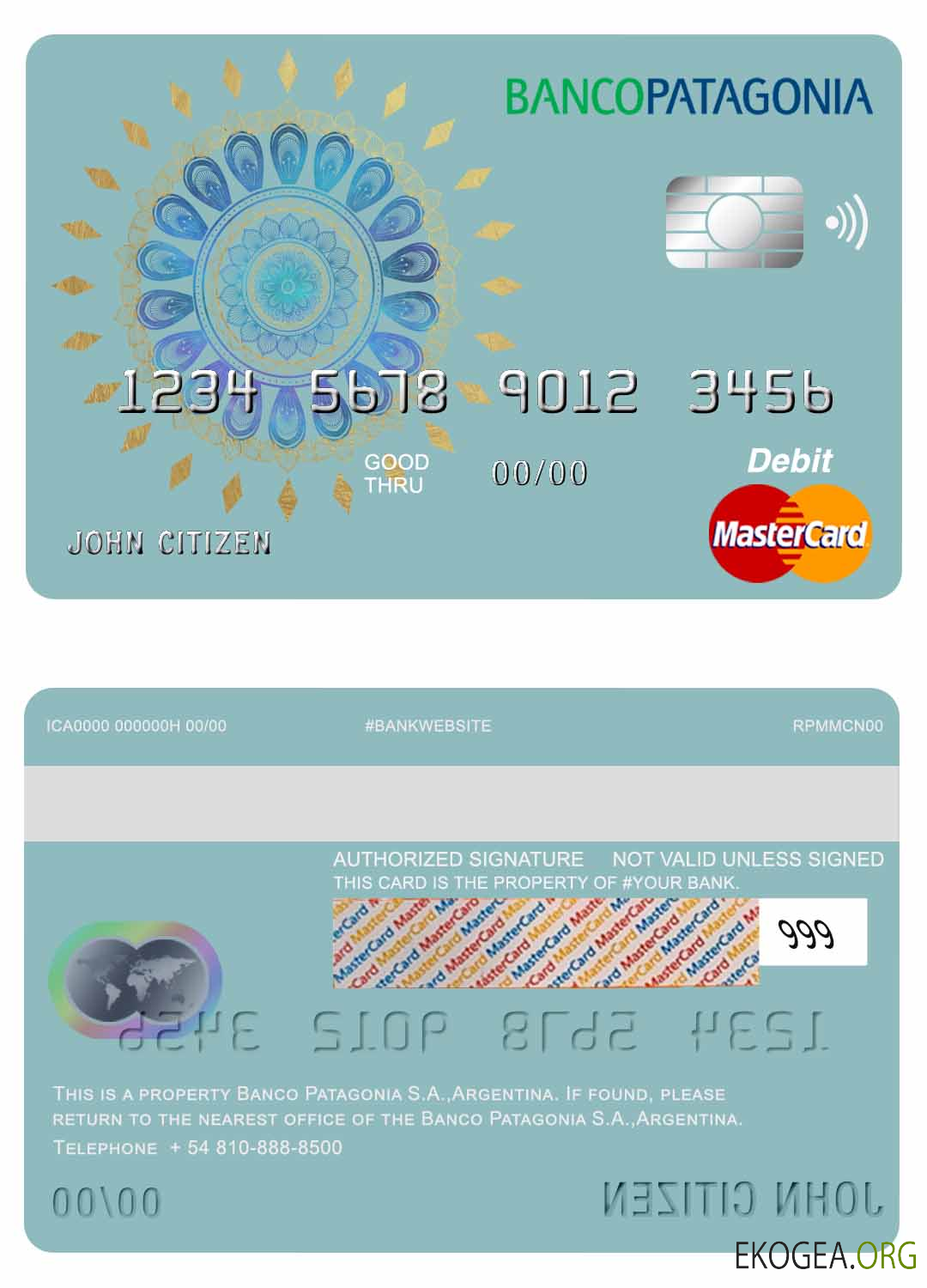 Carte de débit mastercard bancaire Argentine Banco Patagonia S.A.